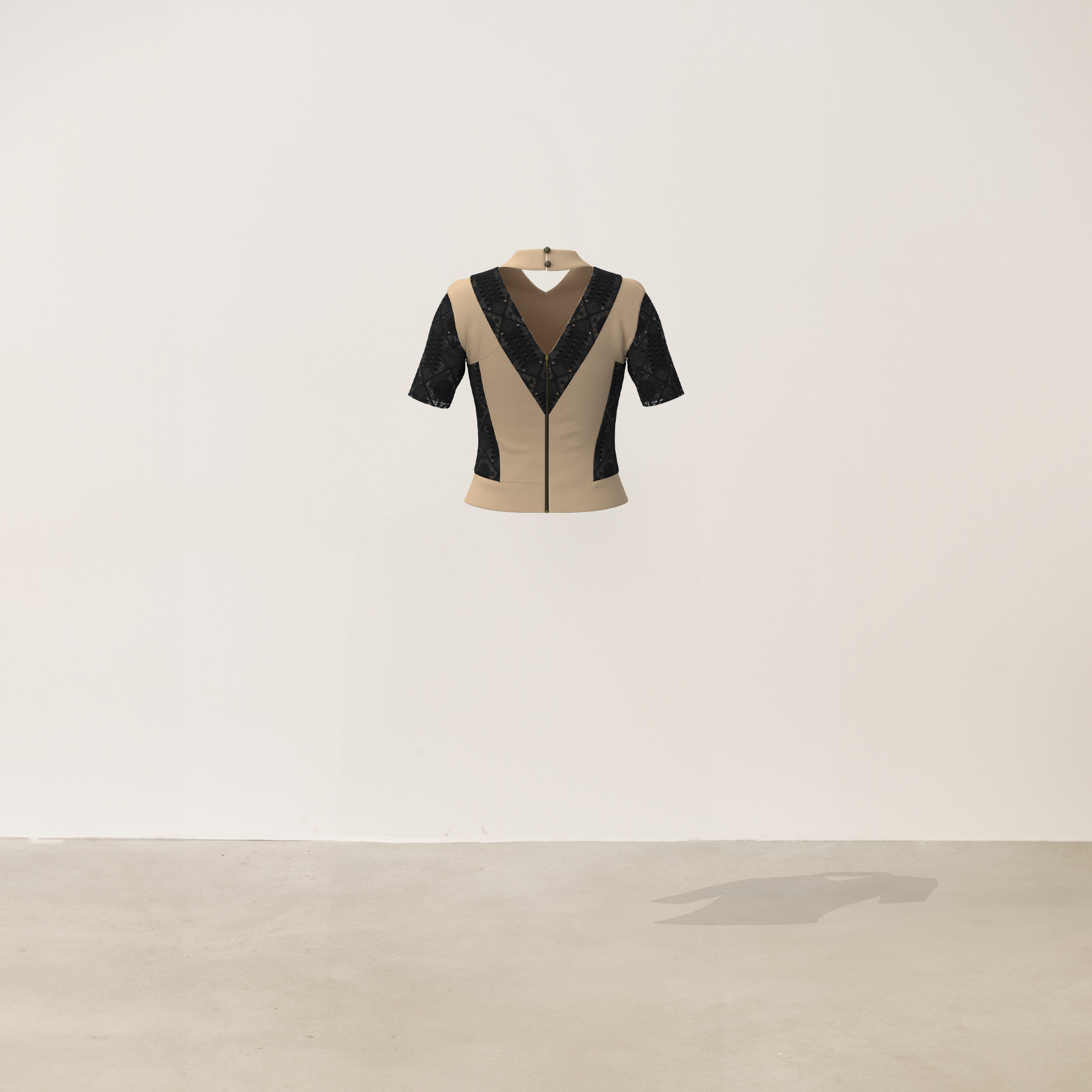 Top cortes étnico beige