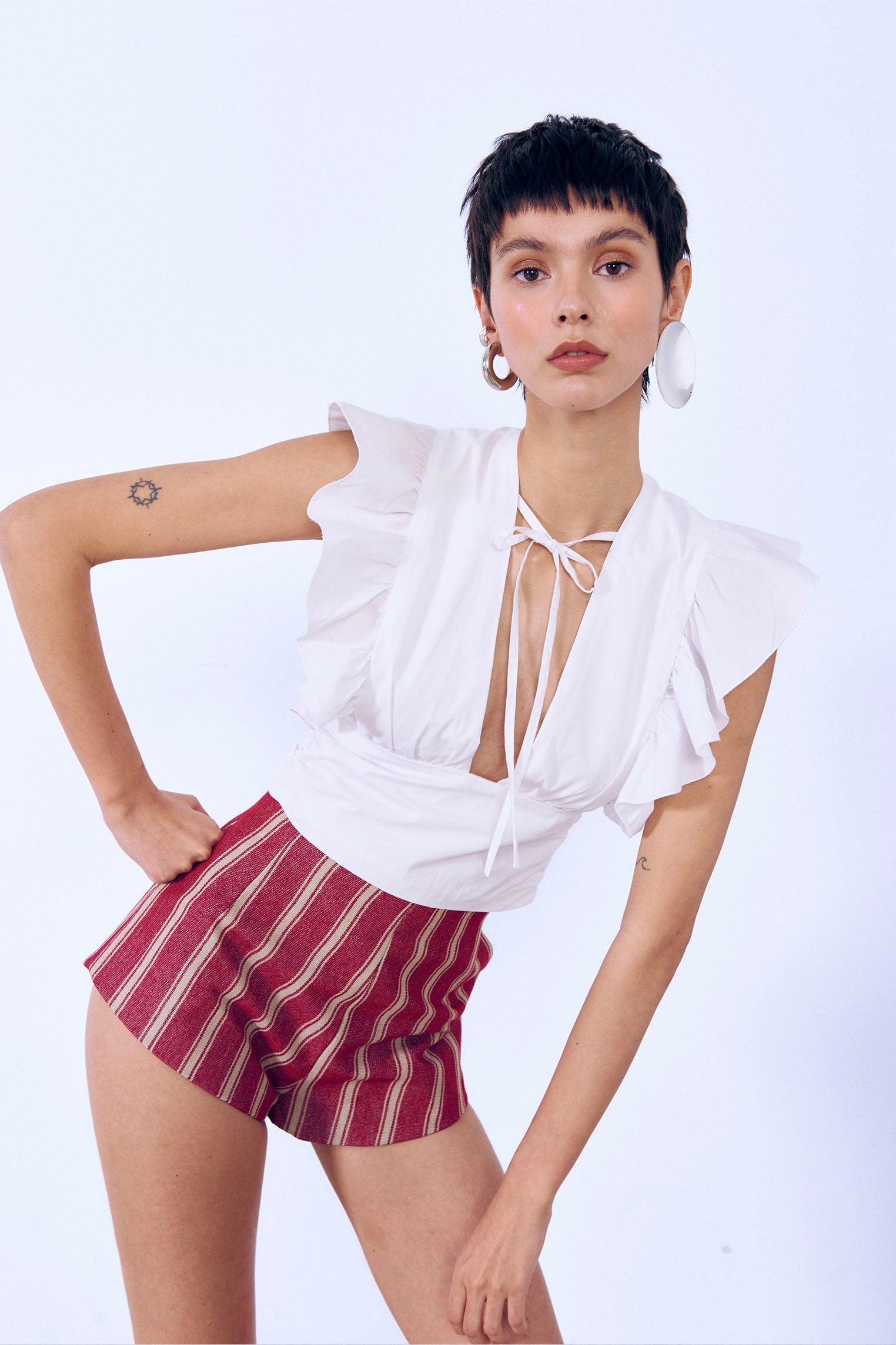 Top con volantes blanco