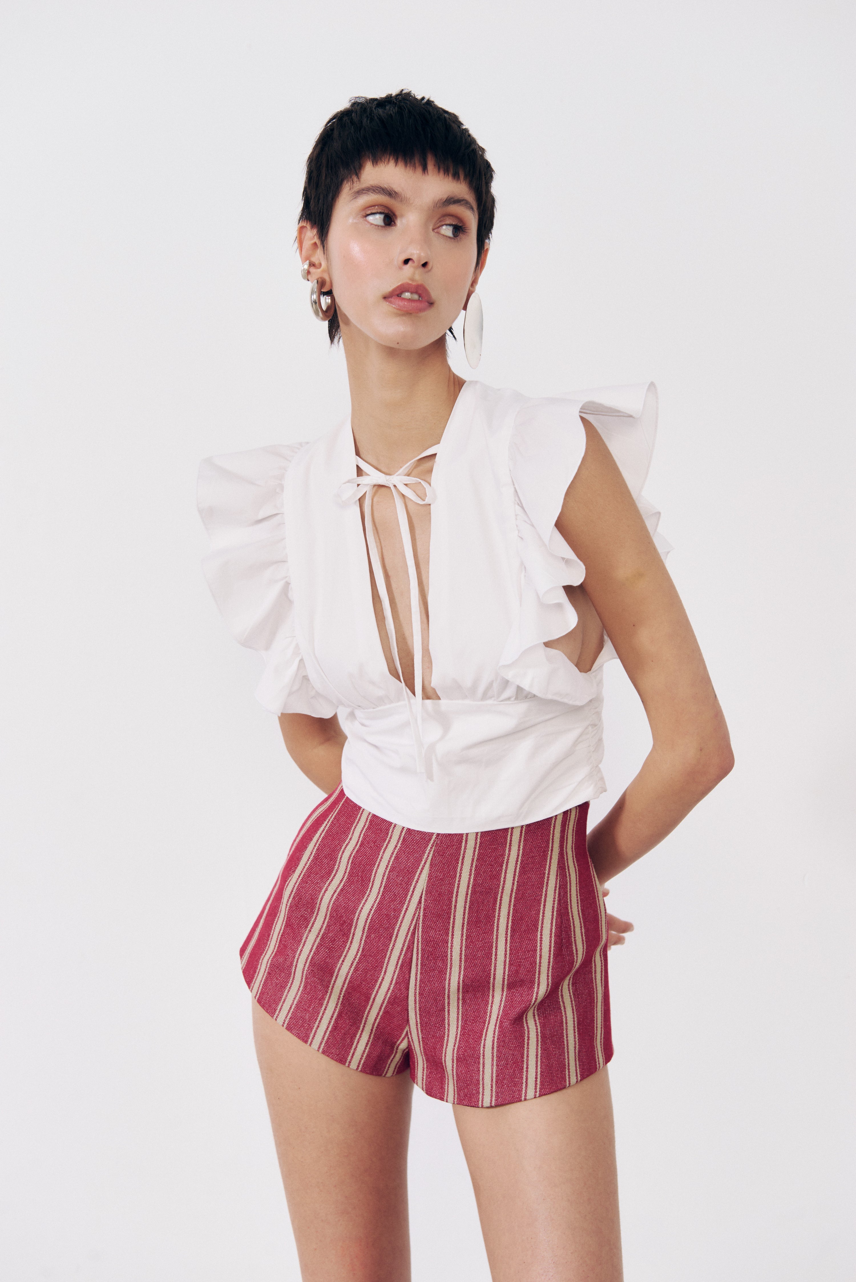 Top con volantes blanco