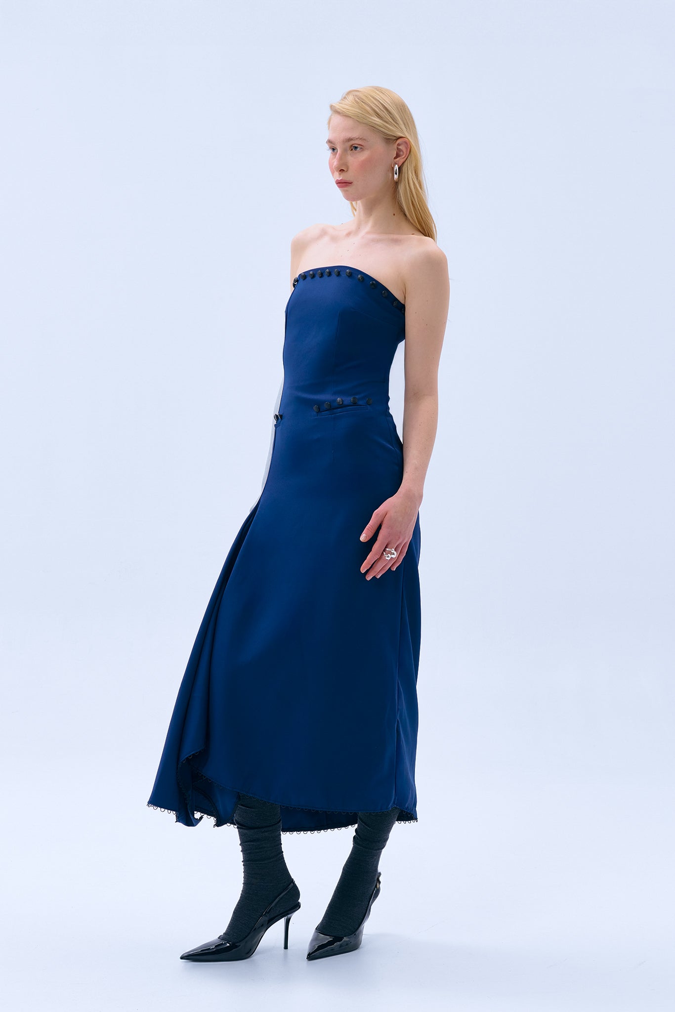 Vestido de palabra de honor marino