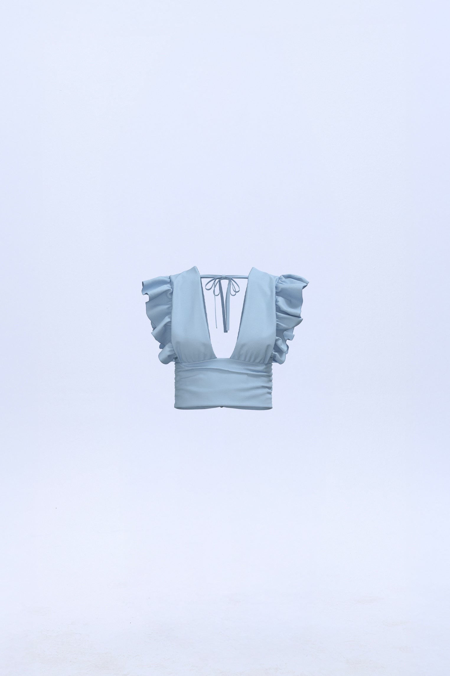 Top con volantes azul