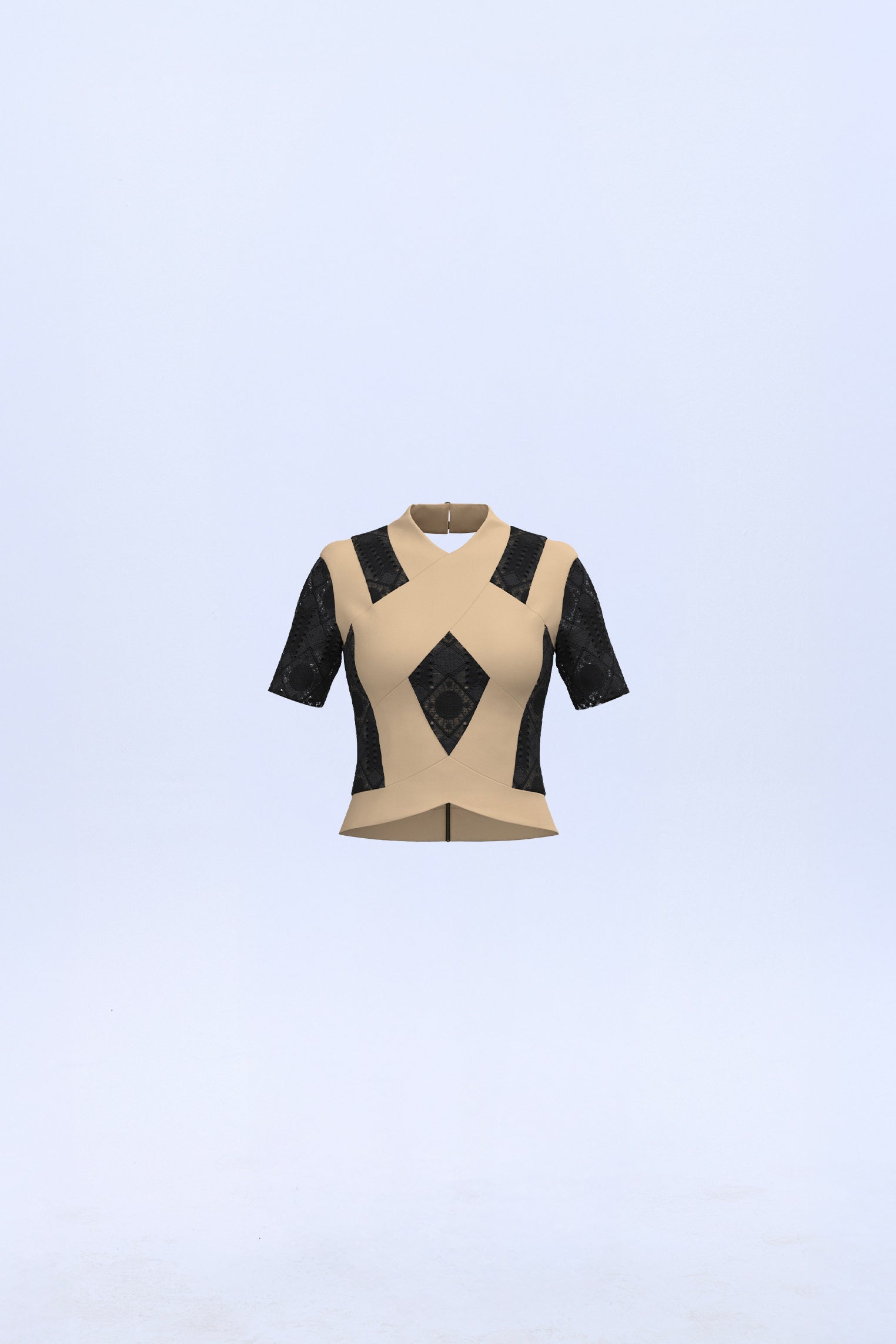 Top cortes étnico beige