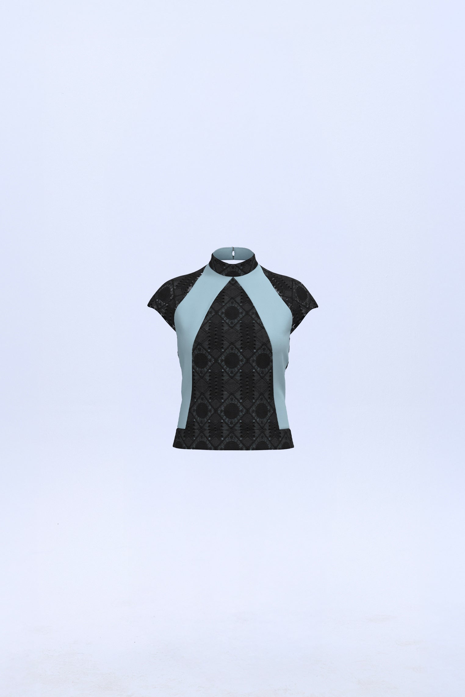 Top cortes étnico azul