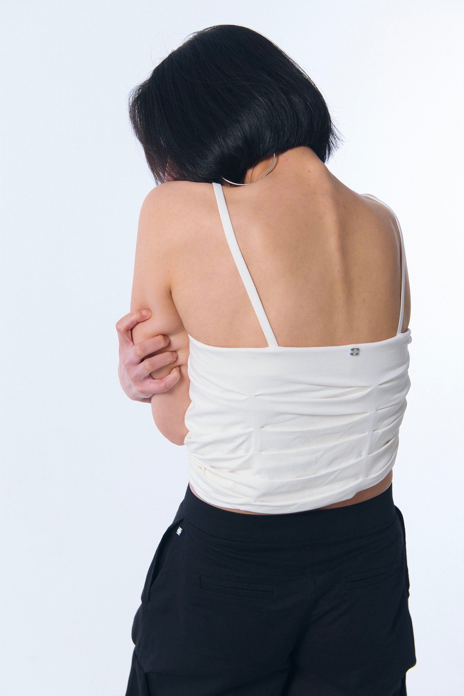 Top "revuelo" en algodón blanco