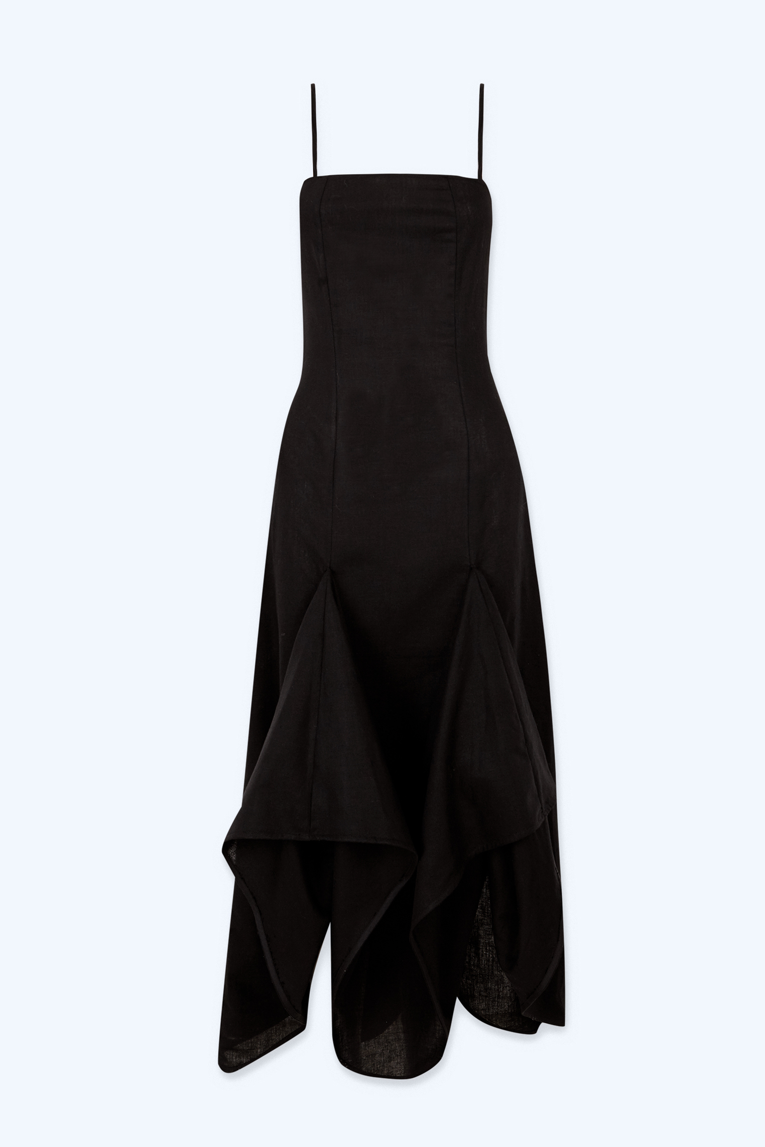 Vestido "tendal" en lino negro