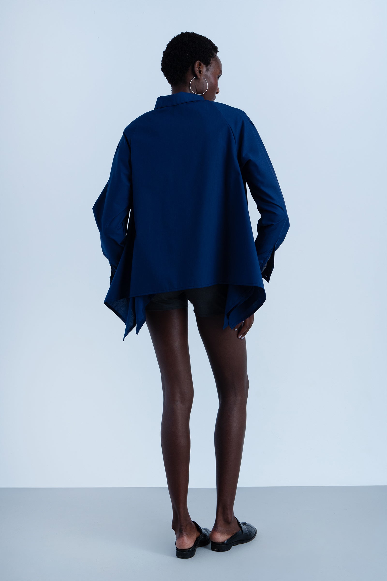 Camisa "servilleta" de algodón Azul Marino