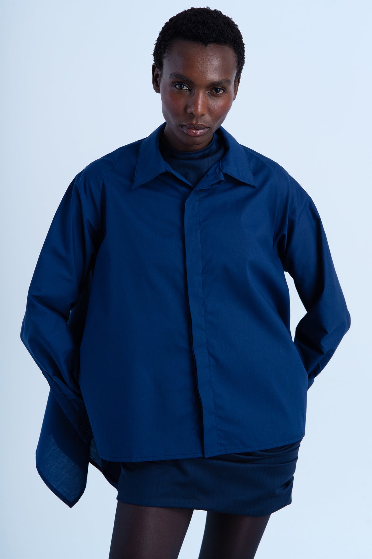 Camisa "servilleta" de algodón Azul Marino