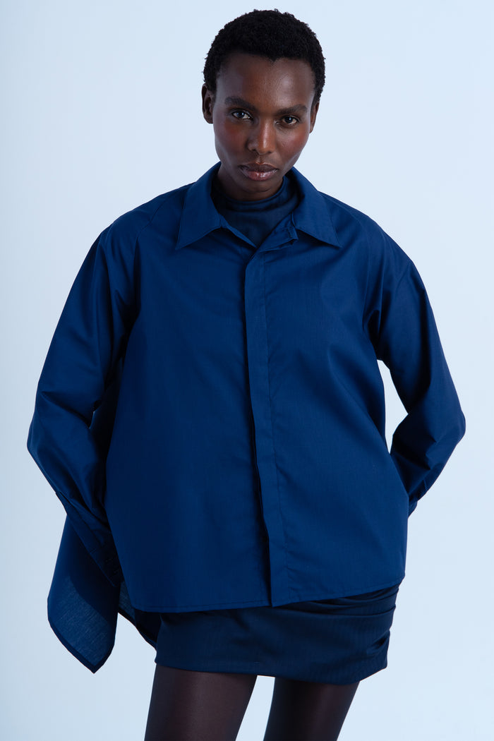 Camisa "servilleta" de algodón azul marino