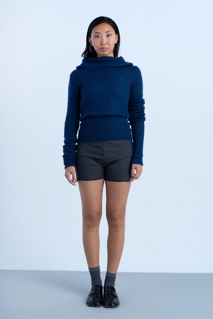 Jersey "deriva" en mohair azul marino