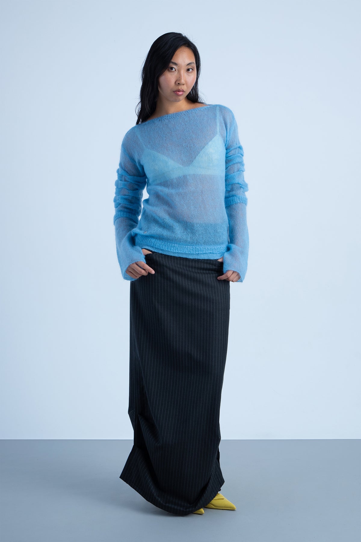 Jersey "migas" en lana Azul Celeste