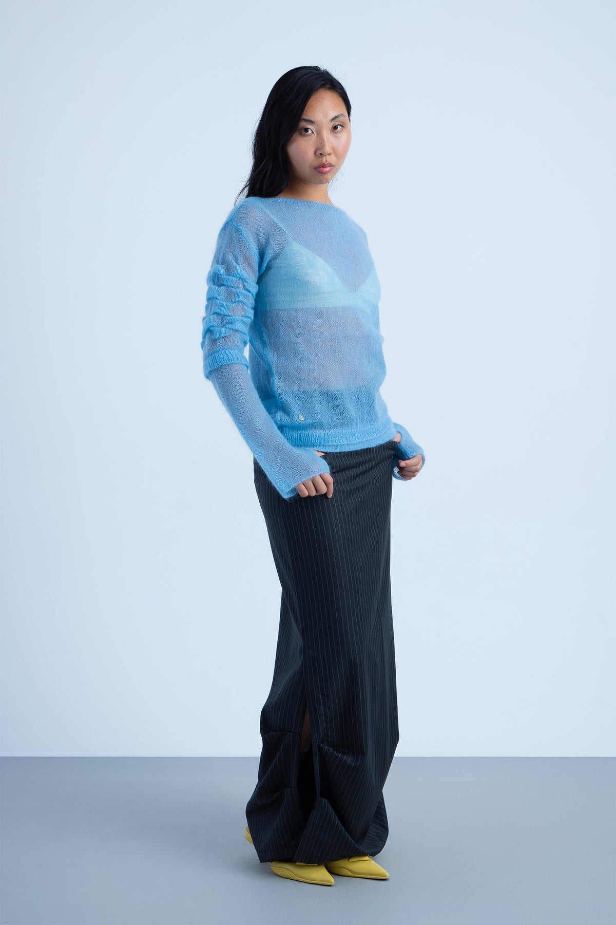 Jersey "migas" en lana Azul Celeste