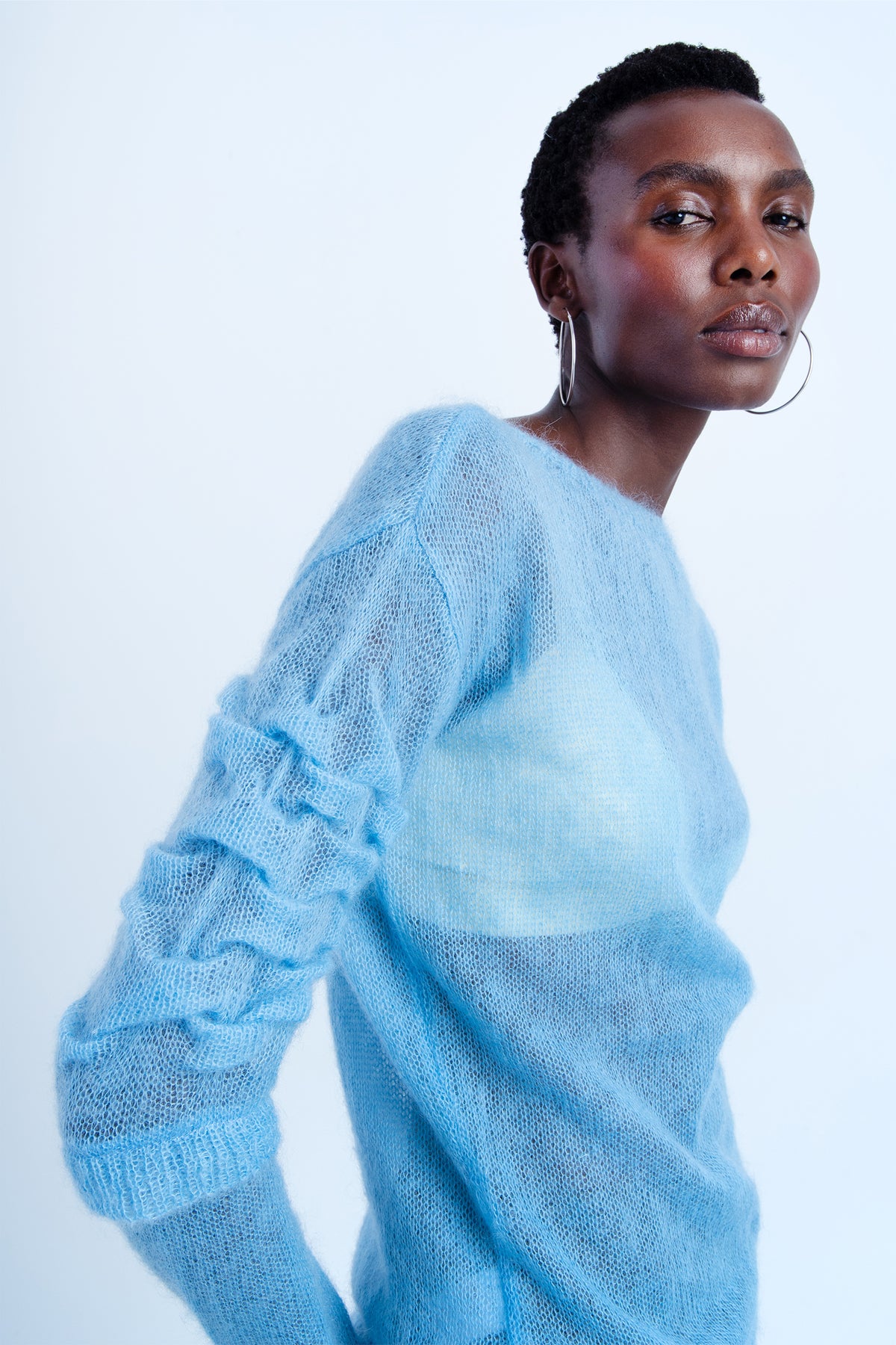 Jersey "migas" en lana Azul Celeste