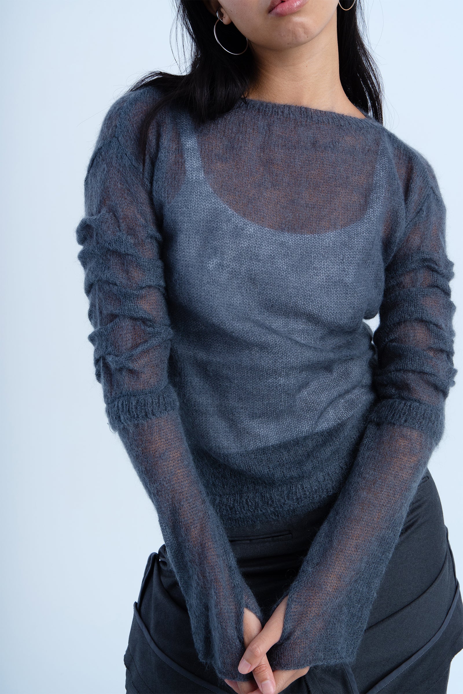 Jersey "migas" en lana Gris