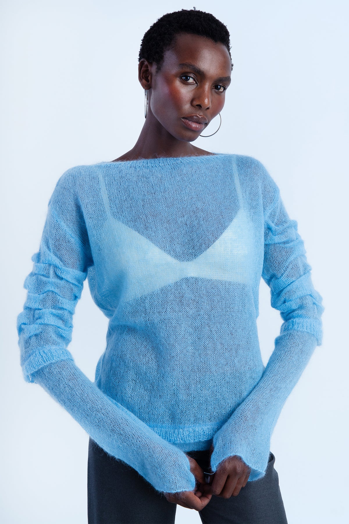 Jersey "migas" en lana Azul Celeste
