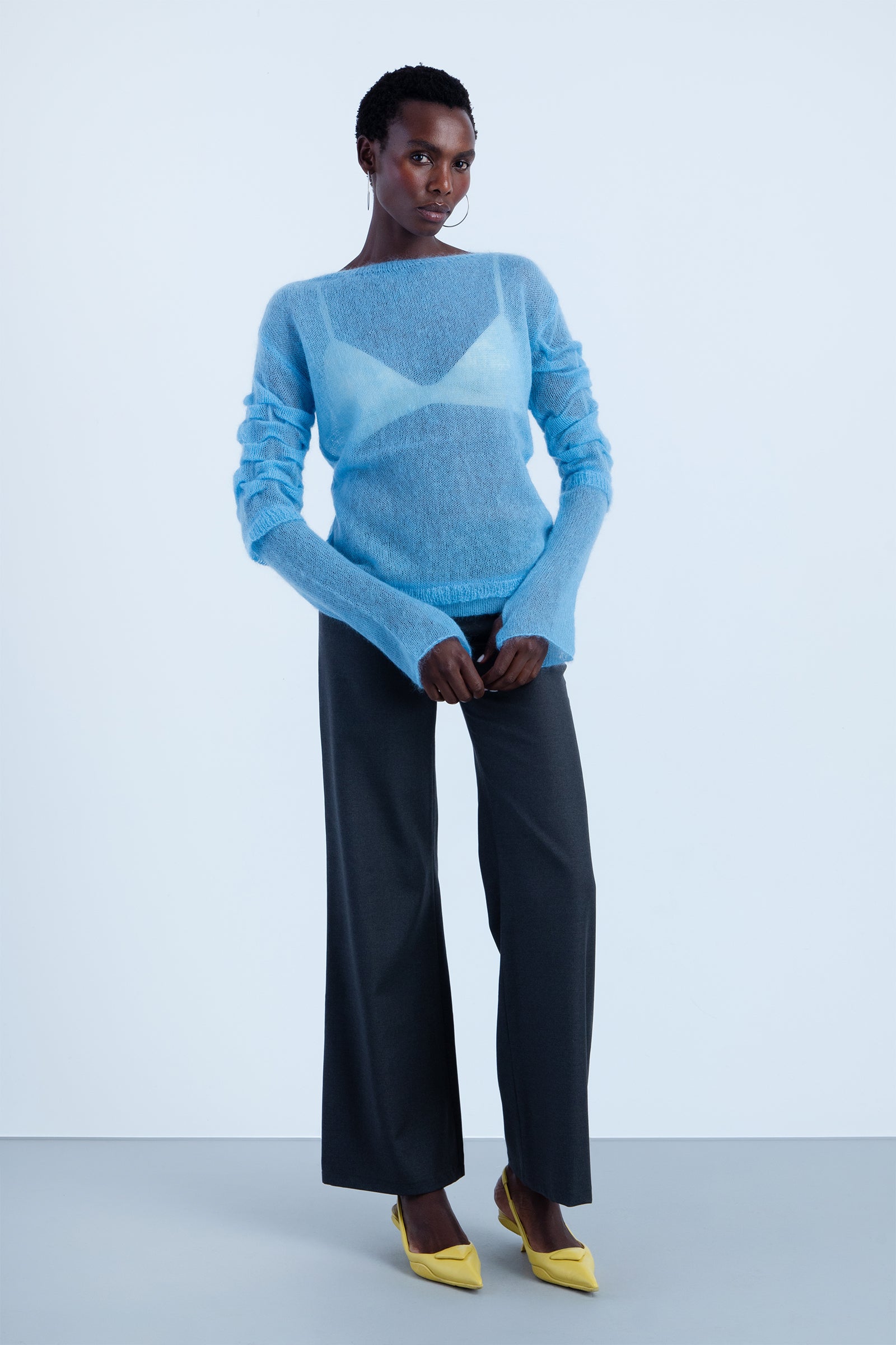 Jersey "migas" en lana Azul Celeste