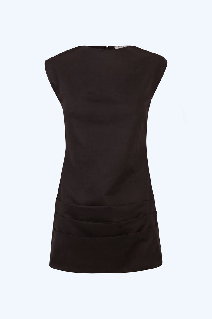 "Solana" dress in black linen