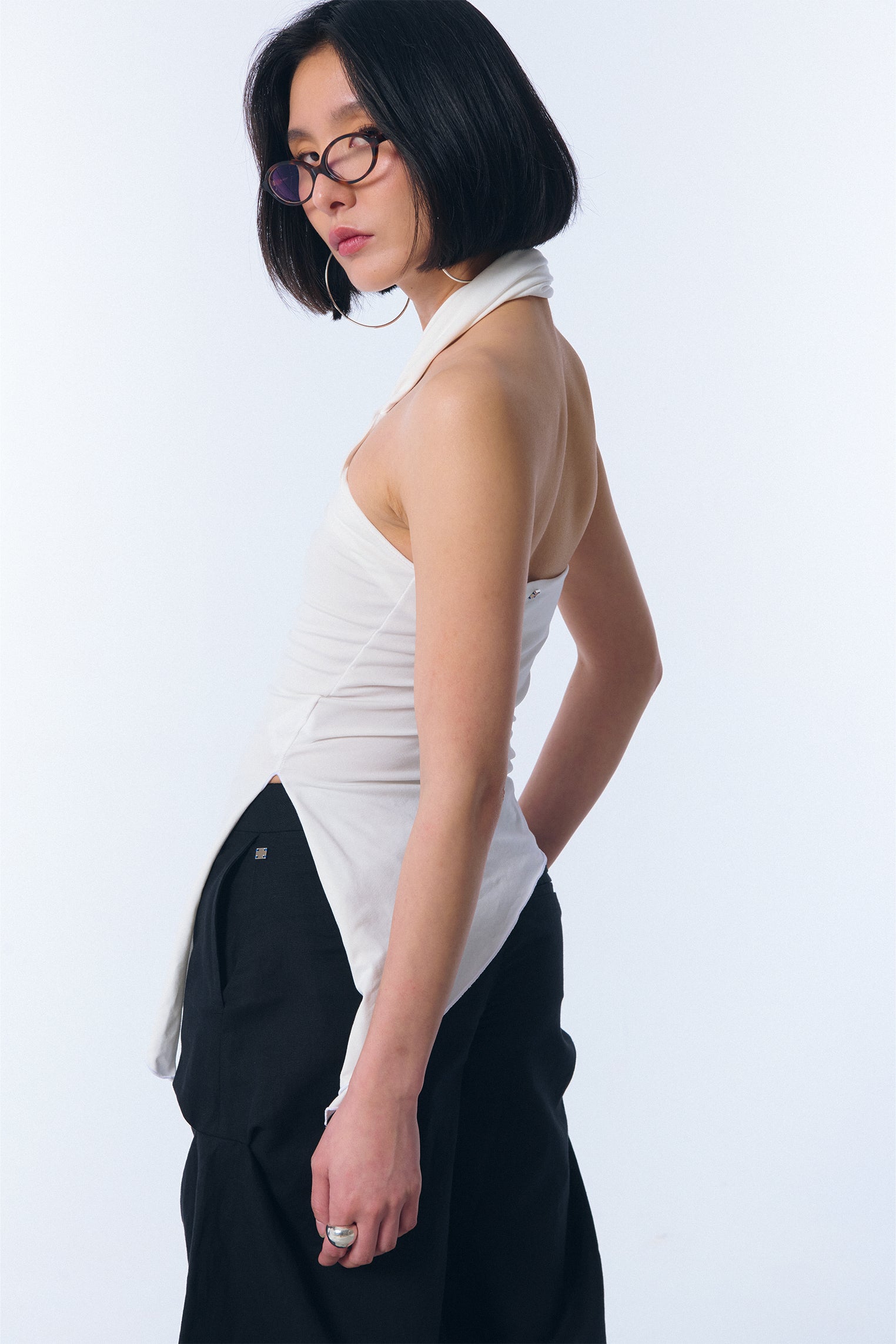 Top "patrona" en algodón blanco