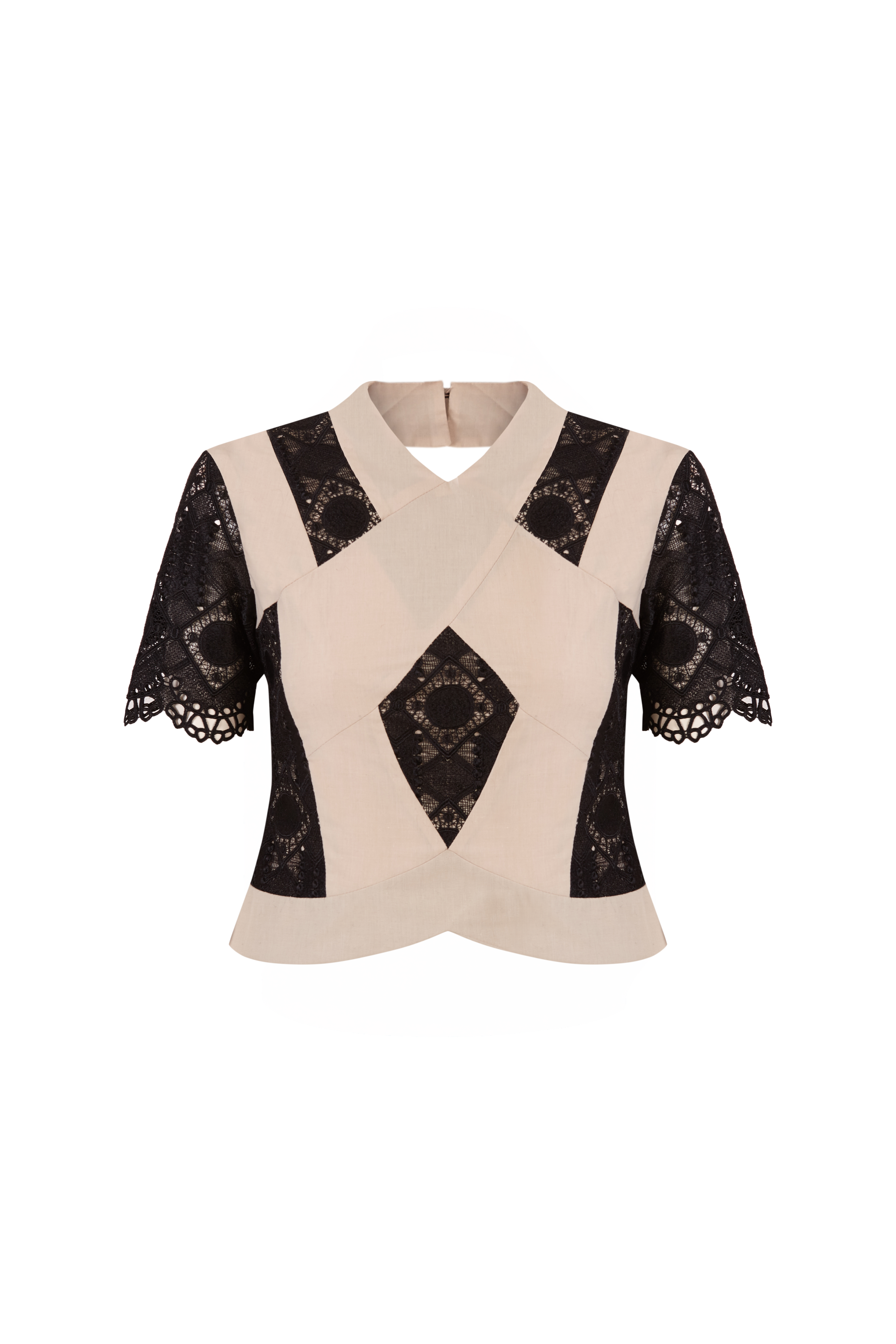 Top cortes étnico beige
