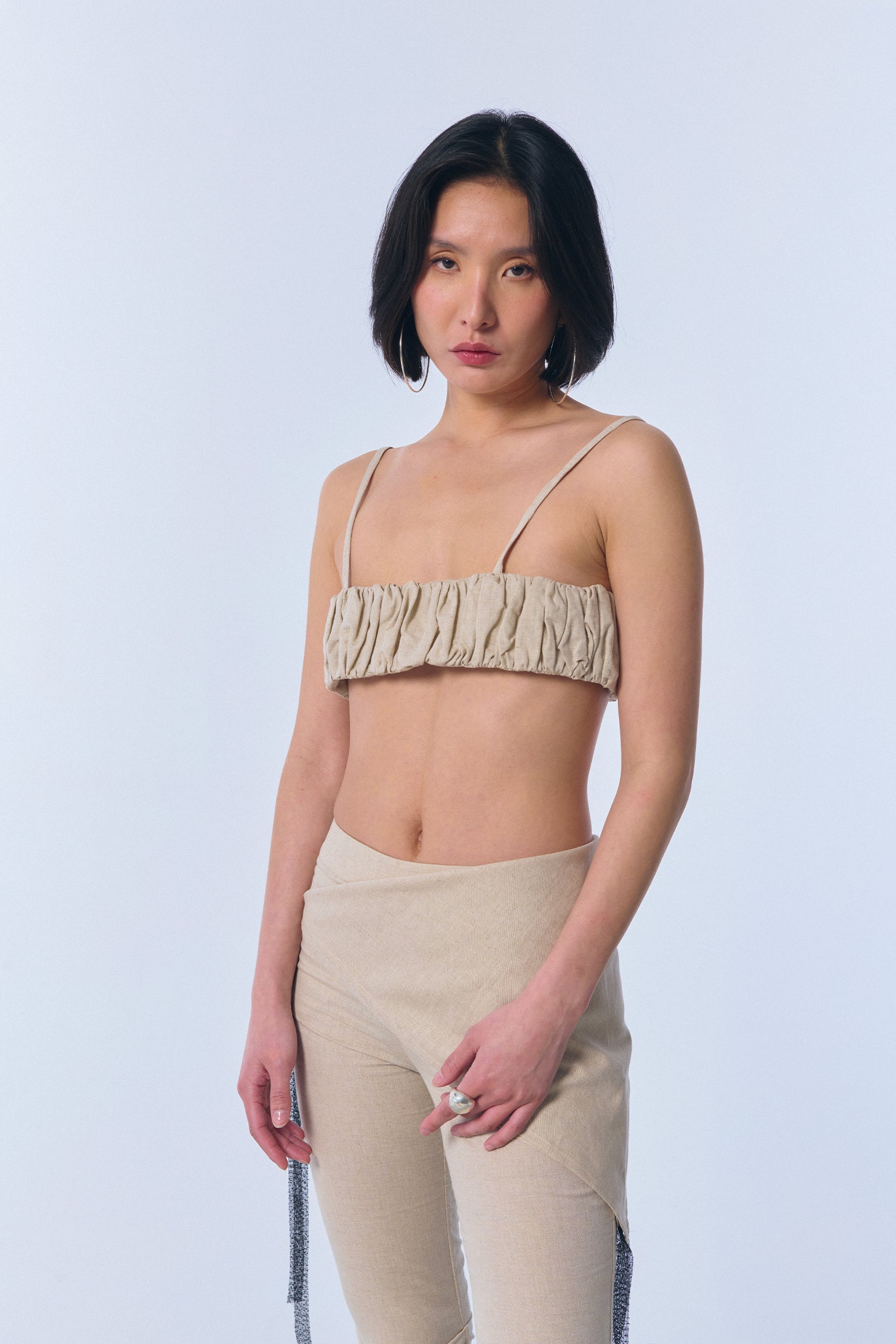 Top "ausencia" en lino arena