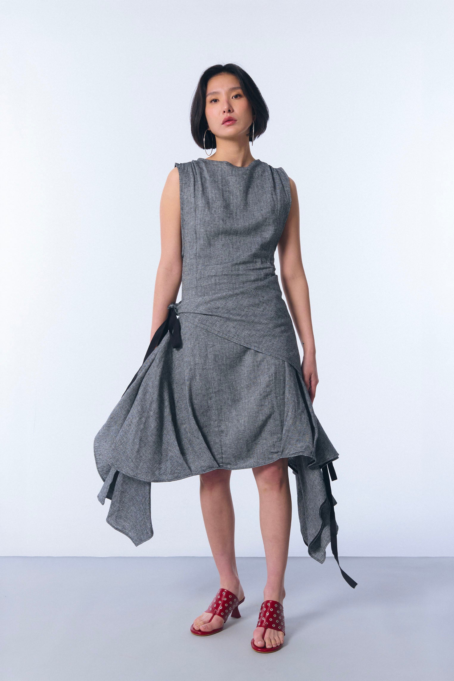 Vestido "ventorro" en lino de espiga negro