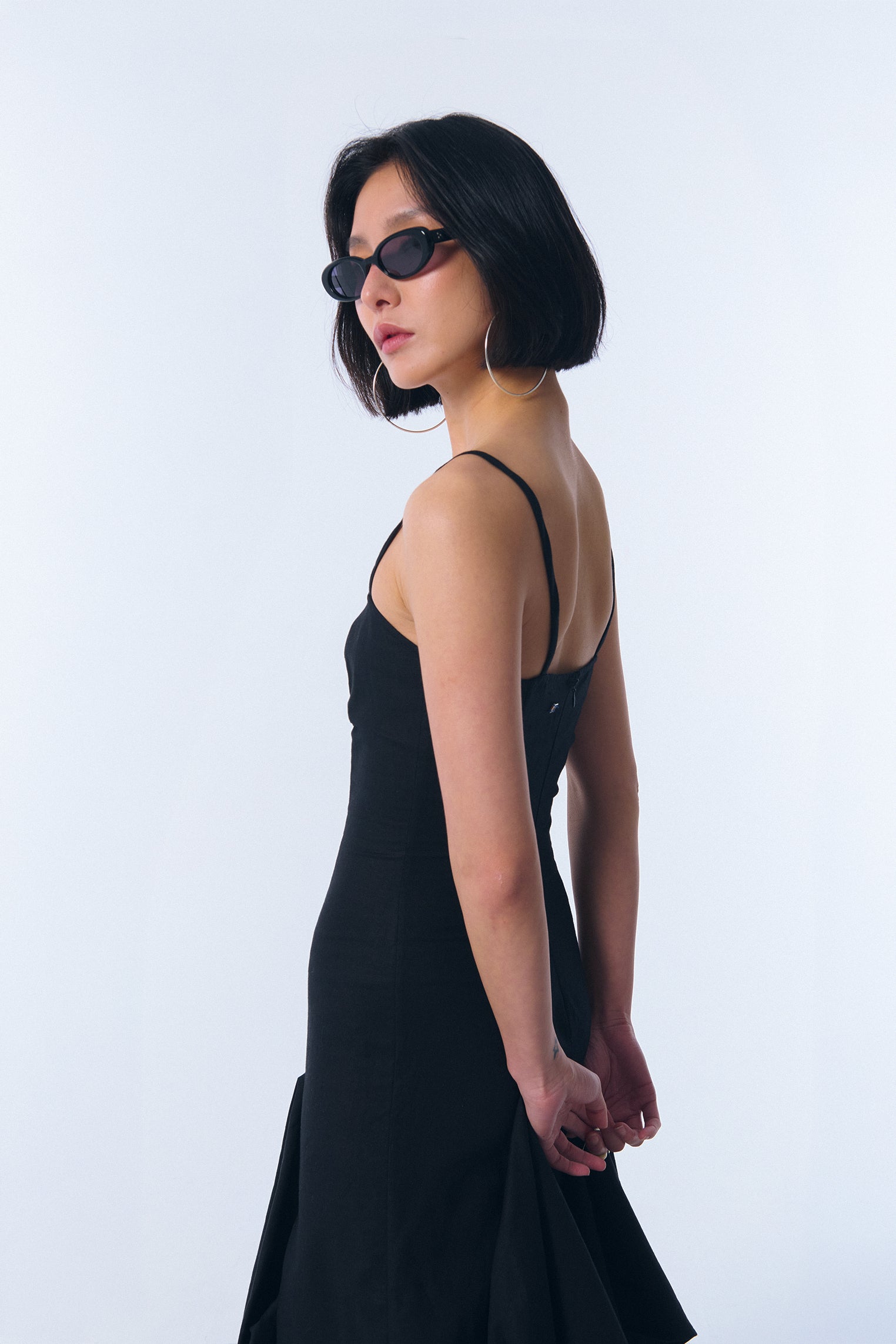 Vestido "tendal" en lino negro
