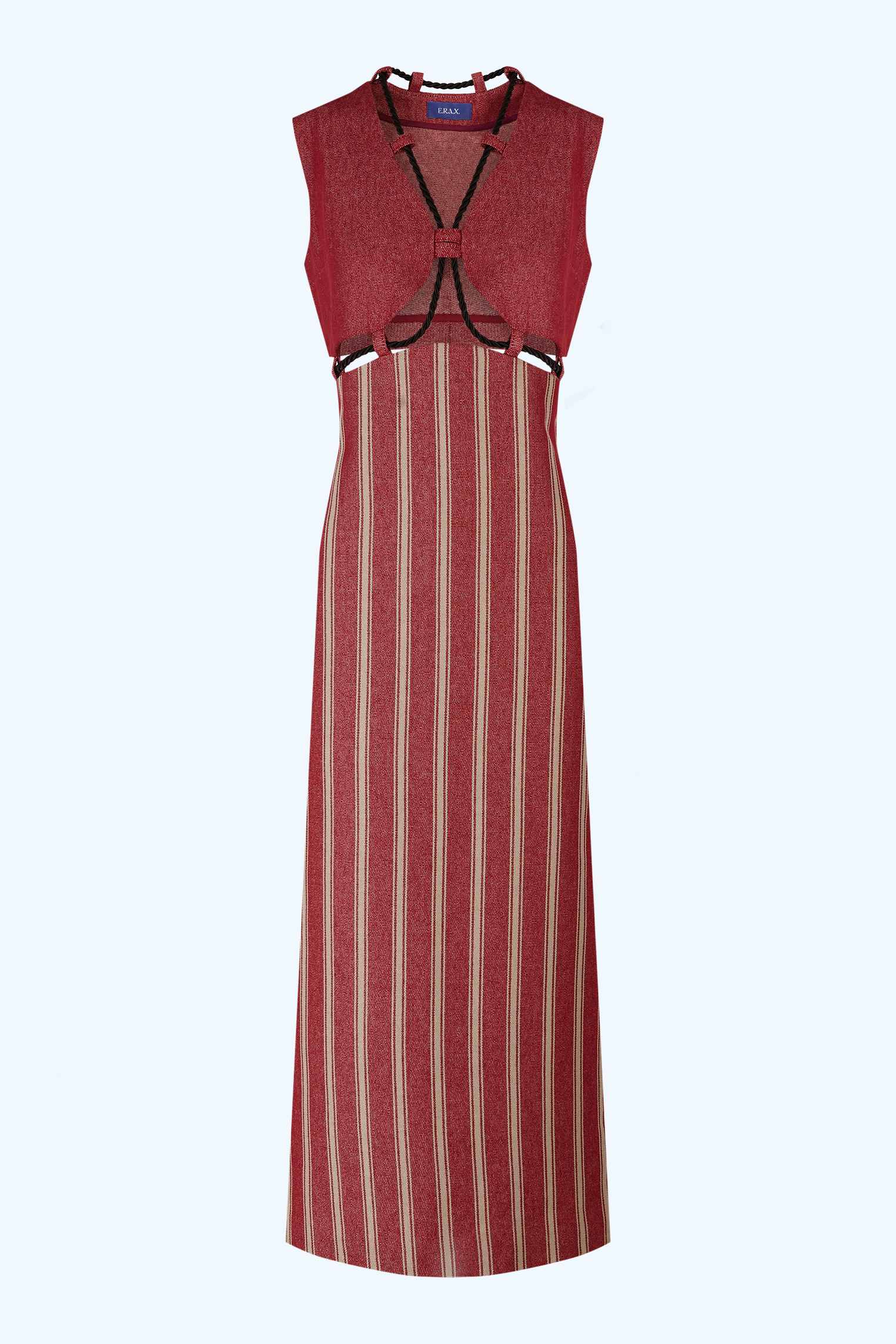 Vestido midi dos piezas rojo y beige